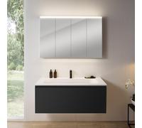 rivea Dia mobile La: 121 cm con 1 estraibile, lavabo con 1 foro della rubinetteria bianco opaco, con armadietto a specchio n50,, BR0039BM+BR0051WM+BN0510MI, Dia [Mobili da Bagno > Set Mobili da Bagno]