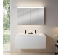 rivea Dia mobile La: 121 cm con 1 estraibile, lavabo con 2 fori della rubinetteria bianco, con armadietto a specchio n50,, BR0039WH+BR0098WH+BN0510MI, Dia [Mobili da Bagno > Set Mobili da Bagno]