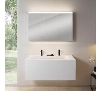 rivea Dia mobile La: 121 cm con 1 estraibile, lavabo con 2 fori della rubinetteria bianco opaco, con armadietto a specchio n50 per la Svizzera,, BR0039WM+BR0098WM+BN0488MI, Dia [Mobili da Bagno > Set 