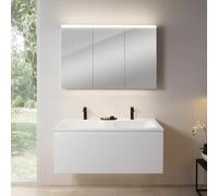 rivea Dia mobile La: 121 cm con 1 estraibile, lavabo doppio con 2 fori della rubinetteria bianco opaco, con armadietto a specchio n50,, BR0039WM+BR0052WM+BN0475MI, Dia [Mobili da Bagno > Set Mobili da