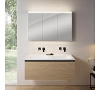rivea Dia mobile La: 121 cm con 1 estraibile, lavabo doppio senza foro per rubinetteria bianco opaco, con armadietto a specchio n50,, BR0039SO+BR0057WM+BN0475MI, Dia [Mobili da Bagno > Set Mobili da B