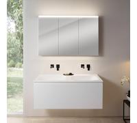 rivea Dia mobile La: 121 cm con 1 estraibile, lavabo doppio senza foro per rubinetteria bianco opaco, con armadietto a specchio n50,, BR0039WM+BR0057WM+BN0475MI, Dia [Mobili da Bagno > Set Mobili Bagn