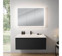 rivea Dia mobile La: 121 cm con 1 scomparto estraibile, lavabo con 1 foro per rubinetteria bianco opaco, con armadietto a specchio n60,, BR0039BM+BR0051WM+BN0494MI, Dia [Mobili da Bagno > Set Mobili d