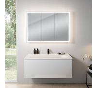 rivea Dia mobile La: 121 cm con 1 scomparto estraibile, lavabo con 1 foro per rubinetteria bianco opaco, con armadietto a specchio n60,, BR0039WH+BR0051WM+BN0494MI, Dia [Mobili da Bagno > Set Mobili d