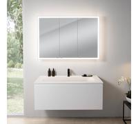 rivea Dia mobile La: 121 cm con 1 scomparto estraibile, lavabo con 1 foro rubinetteria bianco opaco, con armadietto a specchio n60,, BR0039WM+BR0051WM+BN0494MI, Dia [Mobili da Bagno > Set Mobili da Ba