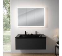 rivea Dia mobile La: 121 cm con 1 scomparto estraibile, lavabo con 2 fori della rubinetteria nero opaco, con armadietto a specchio n60 per la Svizzera,, BR0039BM+BR0098BM+BN0502MI, Dia [Mobili da Bagn