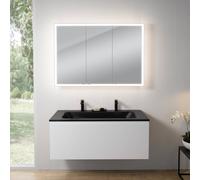 rivea Dia mobile La: 121 cm con 1 scomparto estraibile, lavabo con 2 fori della rubinetteria nero opaco, con armadietto a specchio n60,, BR0039WM+BR0098BM+BN0494MI, Dia [Mobili da Bagno > Set Mobili d