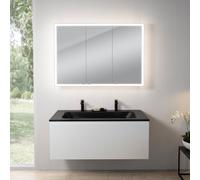 rivea Dia mobile La: 121 cm con 1 scomparto estraibile, lavabo con 2 fori della rubinetteria nero opaco, con armadietto a specchio n60 per la Svizzera,, BR0039WH+BR0098BM+BN0502MI, Dia [Mobili da Bagn