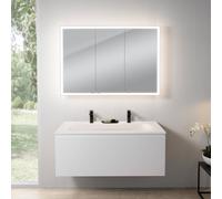 rivea Dia mobile La: 121 cm con 1 scomparto estraibile, lavabo con 2 fori rubinetteria bianco opaco, con armadietto a specchio n60,, BR0039WM+BR0098WM+BN0494MI, Dia [Mobili da Bagno > Set Mobili da Ba
