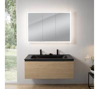 rivea Dia mobile La: 121 cm con 1 scomparto estraibile, lavabo con 2 fori rubinetteria nero opaco, con armadietto a specchio n60,, BR0039SO+BR0098BM+BN0494MI, Dia [Mobili da Bagno > Set Mobili da Bagn