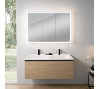rivea Dia mobile La: 121 cm con 1 scomparto estraibile, lavabo doppio con 2 fori della rubinetteria bianco opaco, con armadietto a specchio n60 per la Svizzera,, BR0039SO+BR0052WM+BN0502MI, Dia [Mobil