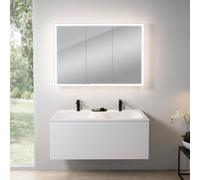 rivea Dia mobile La: 121 cm con 1 scomparto estraibile, lavabo doppio con 2 fori della rubinetteria bianco, con armadietto a specchio n60 per la Svizzera,, BR0039WM+BR0052WH+BN0502MI, Dia [Mobili da B