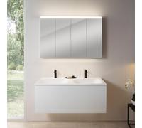 rivea Dia mobile La: 121 cm con 1 scomparto estraibile, lavabo doppio con 2 fori rubinetteria bianco, con armadietto a specchio n50 per la Svizzera,, BR0039WH+BR0052WH+BN0522MI, Dia [Mobili da Bagno >