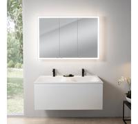 rivea Dia mobile La: 121 cm con 1 scomparto estraibile, lavabo doppio con 2 fori rubinetteria bianco, con armadietto a specchio n60,, BR0039WH+BR0052WH+BN0494MI, Dia [Mobili da Bagno > Set Mobili da B
