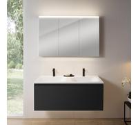 rivea Dia mobile La: 121 cm con 1 scomparto estraibile, lavabo doppio con 2 fori rubinetteria bianco, con armadietto a specchio n50,, BR0039BM+BR0052WH+BN0475MI, Dia [Mobili da Bagno > Set Mobili da B
