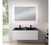rivea Dia mobile La: 121 cm con 1 scomparto estraibile, lavabo doppio con 2 fori rubinetteria nero opaco, con armadietto a specchio n60 per la Svizzera,, BR0039WM+BR0052BM+BN0502MI, Dia [Mobili da Bag