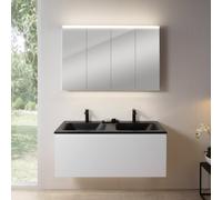 rivea Dia mobile La: 121 cm con 1 scomparto estraibile, lavabo doppio con 2 fori rubinetteria nero opaco, con armadietto a specchio n50,, BR0039WM+BR0052BM+BN0510MI, Dia [Mobili da Bagno > Set Mobili