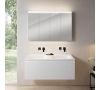 rivea Dia mobile La: 121 cm con 1 scomparto estraibile, lavabo doppio senza fori rubinetteria bianco, con armadietto a specchio n50,, BR0039WM+BR0057WH+BN0510MI, Dia [Mobili da Bagno > Set Mobili da B