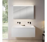 rivea Dia mobile La: 121 cm con 1 scomparto estraibile, lavabo doppio senza fori rubinetteria bianco opaco, con armadietto a specchio n50,, BR0039WH+BR0057WM+BN0475MI, Dia [Mobili da Bagno > Set Mobil