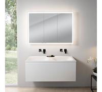 rivea Dia mobile La: 121 cm con 1 scomparto estraibile, lavabo doppio senza foro per rubinetteria bianco, con armadietto a specchio n60,, BR0039WH+BR0057WH+BN0494MI, Dia [Mobili da Bagno > Set Mobili 