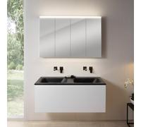 rivea Dia mobile La: 121 cm con 1 scomparto estraibile, lavabo doppio senza foro per rubinetteria nero opaco, con armadietto a specchio n50 per la Svizzera,, BR0039WM+BR0057BM+BN0522MI, Dia [Mobili da