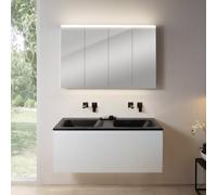 rivea Dia mobile La: 121 cm con 1 scomparto estraibile, lavabo doppio senza foro per rubinetteria nero opaco, con armadietto a specchio n50,, BR0039WH+BR0057BM+BN0510MI, Dia [Mobili da Bagno > Set Mob