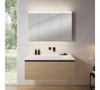 rivea Dia mobile La: 121 cm con 1 scomparto estraibile, lavabo senza fori rubinetteria bianco, con armadietto a specchio n50,, BR0039SO+BR0056WH+BN0510MI, Dia [Mobili da Bagno > Set Mobili da Bagno]