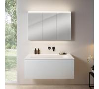 rivea Dia mobile La: 121 cm con 1 scomparto estraibile, lavabo senza fori rubinetteria bianco opaco, con armadietto a specchio n50 per la Svizzera,, BR0039WH+BR0056WM+BN0488MI, Dia [Mobili da Bagno > 
