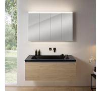 rivea Dia mobile La: 121 cm con 1 scomparto estraibile, lavabo senza fori rubinetteria nero opaco, con armadietto a specchio n50,, BR0039SO+BR0056BM+BN0510MI, Dia [Mobili da Bagno > Set Mobili da Bagn