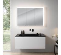 rivea Dia mobile La: 121 cm con 1 scomparto estraibile, lavabo senza foro per rubinetteria nero opaco, con armadietto a specchio n60 per la Svizzera,, BR0039WM+BR0056BM+BN0502MI, Dia [Mobili da Bagno 