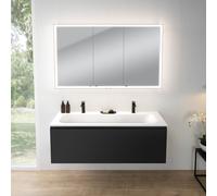 rivea Dia mobile La: 141 cm con 1 scomparto estraibile, lavabo con 2 fori rubinetteria bianco, con armadietto a specchio n60 per la Svizzera,, BR0044BM+BR0127WH+BN0503MI, Dia [Mobili da Bagno > Set Mo