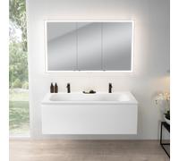 rivea Dia mobile La: 141 cm con 1 scomparto estraibile, lavabo con 2 fori rubinetteria bianco opaco, con armadietto a specchio n60 per la Svizzera,, BR0044WM+BR0127WM+BN0503MI, Dia [Mobili da Bagno > 