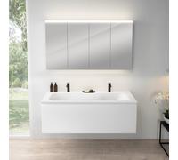 rivea Dia mobile La: 141 cm con 1 scomparto estraibile, lavabo con 2 fori rubinetteria bianco opaco, con armadietto a specchio n50,, BR0044WM+BR0127WM+BN0511MI, Dia [Mobili da Bagno > Set Mobili da Ba