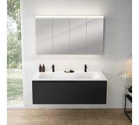 rivea Dia mobile La: 141 cm con 1 scomparto estraibile, lavabo con 2 fori rubinetteria bianco opaco, con armadietto a specchio n50,, BR0044BM+BR0127WM+BN0511MI, Dia [Mobili da Bagno > Set Mobili da Ba