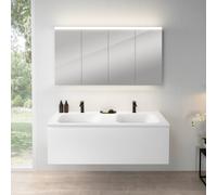 rivea Dia mobile La: 141 cm con 1 scomparto estraibile, lavabo doppio con 2 fori della rubinetteria bianco opaco, con armadietto a specchio n50,, BR0044WM+BR0081WM+BN0511MI, Dia [Mobili da Bagno > Set