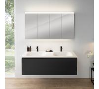 rivea Dia mobile La: 141 cm con 1 scomparto estraibile, lavabo doppio con 2 fori della rubinetteria bianco, con armadietto a specchio n50,, BR0044BM+BR0802WH+BN0511MI, Dia [Mobili da Bagno > Set Mobil