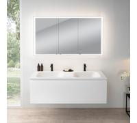 rivea Dia mobile La: 141 cm con 1 scomparto estraibile, lavabo doppio con 2 fori della rubinetteria bianco, con armadietto a specchio n60,, BR0044WM+BR0802WH+BN0495MI, Dia [Mobili da Bagno > Set Mobil