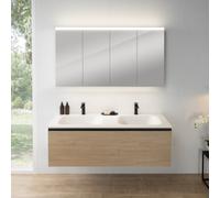 rivea Dia mobile La: 141 cm con 1 scomparto estraibile, lavabo doppio con 2 fori rubinetteria bianco, con armadietto a specchio n50,, BR0044SO+BR0802WH+BN0511MI, Dia [Mobili da Bagno > Set Mobili da B