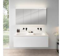 rivea Dia mobile La: 141 cm con 1 scomparto estraibile, lavabo doppio senza fori rubinetteria bianco, con armadietto a specchio n50,, BR0044WM+BR0804WH+BN0511MI, Dia [Mobili da Bagno > Set Mobili da B