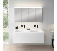 rivea Dia mobile La: 141 cm con 1 scomparto estraibile, lavabo doppio senza fori rubinetteria bianco opaco, con armadietto a specchio n50,, BR0044WM+BR0079WM+BN0511MI, Dia [Mobili da Bagno > Set Mobil