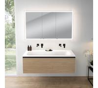 rivea Dia mobile La: 141 cm con 1 scomparto estraibile, lavabo senza fori rubinetteria bianco, con armadietto a specchio n60,, BR0044SO+BR0126WH+BN0495MI, Dia [Mobili da Bagno > Set Mobili da Bagno]