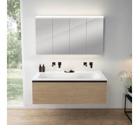 rivea Dia mobile La: 141 cm con 1 scomparto estraibile, lavabo senza fori rubinetteria bianco opaco, con armadietto a specchio n50,, BR0044SO+BR0126WM+BN0511MI, Dia [Mobili da Bagno > Set Mobili da Ba