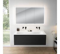 rivea Dia mobile La: 141 cm con 1 scomparto estraibile, lavabo senza fori rubinetteria bianco opaco, con armadietto a specchio n60,, BR0044BM+BR0126WM+BN0495MI, Dia [Mobili da Bagno > Set Mobili da Ba