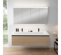 rivea Dia mobile La: 161 cm con 1 scomparto estraibile, lavabo con 2 fori rubinetteria bianco, con armadietto a specchio n50,, BR0045SO+BR0129WH+BN0512MI, Dia [Mobili da Bagno > Set Mobili da Bagno]