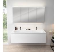rivea Dia mobile La: 161 cm con 1 scomparto estraibile, lavabo con 2 fori rubinetteria bianco opaco, con armadietto a specchio n50,, BR0045WM+BR0129WM+BN0512MI, Dia [Mobili da Bagno > Set Mobili da Ba