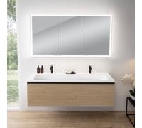 rivea Dia mobile La: 161 cm con 1 scomparto estraibile, lavabo con 2 fori rubinetteria bianco opaco, con armadietto a specchio n60,, BR0045SO+BR0129WM+BN0496MI, Dia [Mobili da Bagno > Set Mobili da Ba