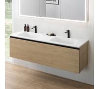 rivea Dia mobile La: 161 cm con 1 scomparto estraibile, lavabo doppio con 2 fori della rubinetteria bianco opaco,, BR0045SO+BR0082WM, Dia [Mobili da Bagno > Mobili da Bagno con Lavabo Integrato]