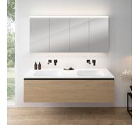 rivea Dia mobile La: 161 cm con 1 scomparto estraibile, lavabo doppio senza fori rubinetteria bianco opaco, con armadietto a specchio n50,, BR0045SO+BR0080WM+BN0512MI, Dia [Mobili da Bagno > Set Mobil