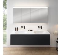 rivea Dia mobile La: 161 cm con 1 scomparto estraibile, lavabo doppio senza foro per rubinetteria bianco, con armadietto a specchio n50,, BR0045BM+BR0805WH+BN0512MI, Dia [Mobili da Bagno > Set Mobili 