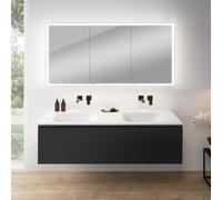 rivea Dia mobile La: 161 cm con 1 scomparto estraibile, lavabo doppio senza foro per rubinetteria bianco, con armadietto a specchio n60,, BR0045BM+BR0805WH+BN0496MI, Dia [Mobili da Bagno > Set Mobili